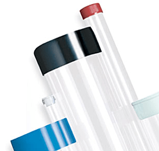 stock plastic tubes, close up